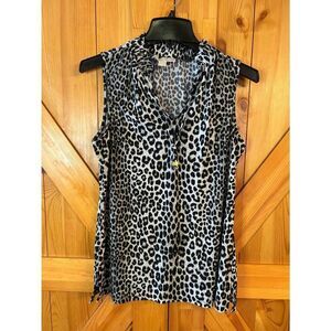 Michael Kors Leopard Print Sleeveless Pullover Blouse Size Medium (5243)